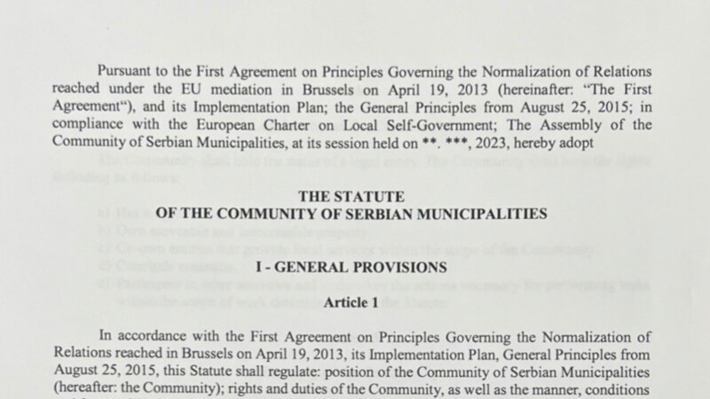 Šta stoji u Nacrtu statuta Zajednica opština na Kosovu koji je predstavljen u Briselu?