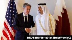 Державний секретар США Ентоні Блінкен зустрічається з прем’єр-міністром і міністром закордонних справ Катару Мохаммедом бін Абдулрахманом Аль-Тані, Амман, Йорданія, 4 листопада 2023 року