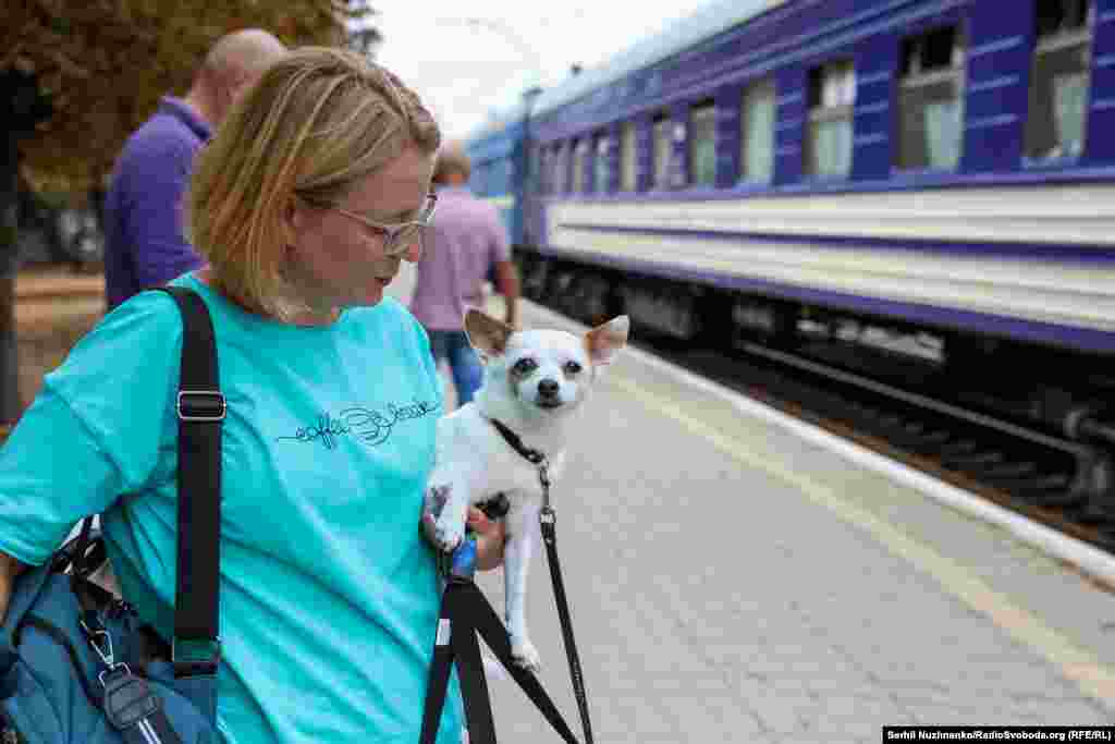 Люди, які евакуюються, забирають із собою своїх домашніх улюбленців