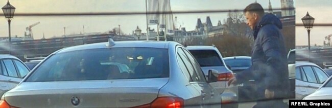 RSE je došao do fotografija na kojima se vidi da Vuškarnik koristi BMW serije 5 sa registarskim tablicama koje koriste ruska diplomatska predstavništva u Austriji.