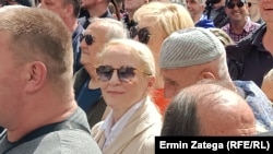Na proteste je došla i Sebija Izetbegović, zastupnica SDA u Skupštini Kantona Sarajevo i direktorica Kliničkog centra Univerziteta u Sarajevu, 28. april 2023.