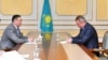 Kazakh Foreign Minister Murat Nurtileu and Belarusian Ambassador to Kazakhstan Paval Utsyupin meet in Astana on August 21.