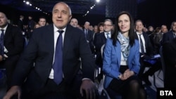 Boyko Borisov (left) and Maria Gabriel attend an event in March.