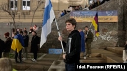 Ilja Zernov na protestu podrške Ukrajini u Beogradu, 24. februar 2023.