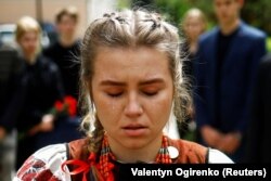 Іванна Саніна, наречена 27-річного американського ветерана Крістофера Джеймса Кемпбелла, який загинув під Бахмутом 6 квітня. Київ, 5 травня 2023 року