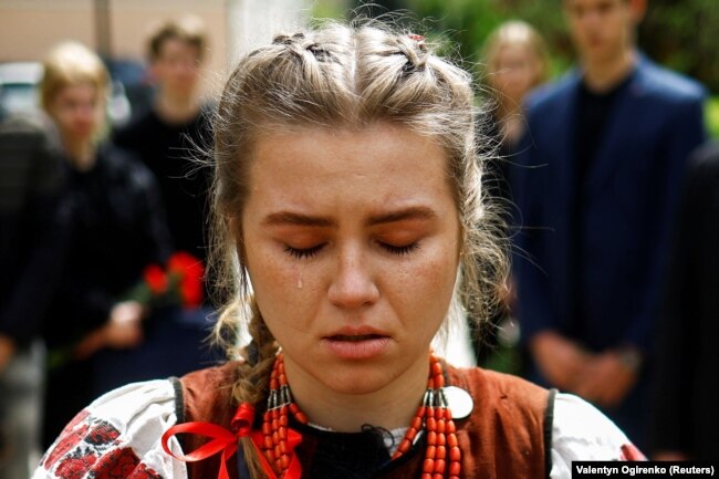 Іванна Саніна, наречена 27-річного американського ветерана Крістофера Джеймса Кемпбелла, який загинув під Бахмутом 6 квітня. Київ, 5 травня 2023 року