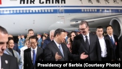Кинескиот претседател Си Џинпинг и српскиот претседател Александар Вучиќ во Белград, 7 мај, 2024 година.
