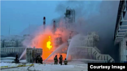 A fire broke out at a natural-gas terminal in the Russian Baltic Sea port of Ust-Luga on January 21.