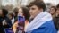 Данила Харченко на акции "Полдень против Путина" в Гааге. Март 2024 года