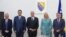 Direktor CIA-e Vilijam Berns (u sredini) s članovima Predsedništva BiH Željkom Komšićem (skroz desno), Željkom Cvijanović (desno) i Denisom Bećirovićem (levo) i američkim ambasadorom u Sarajevu Majklom Marfijem (skroz levo), Sarajevo 20. avgust 2024.