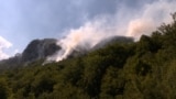 Tjentiste, Bosnia and Herzegovina , fire takes the antient wood 