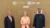 Secretarul general ONU, Antonio Guterres, președinta CE, Ursula von der Leyen, și șeful COP28 din Emiratele Arabe Unite, șeicul Mohamed bin Zayed Al Nahyan, în Dubai, Emiratele Arabe Unite, 1 decembrie 2023.