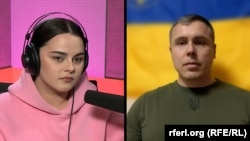 Роман Костенко під час розмови з кореспонденткою Радіо Свобода Роксоланою Бичай