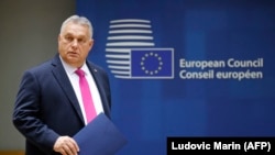 Orbán Viktor miniszterelnök az EU-csúcs előtt Brüsszelben 2023. október 26-án