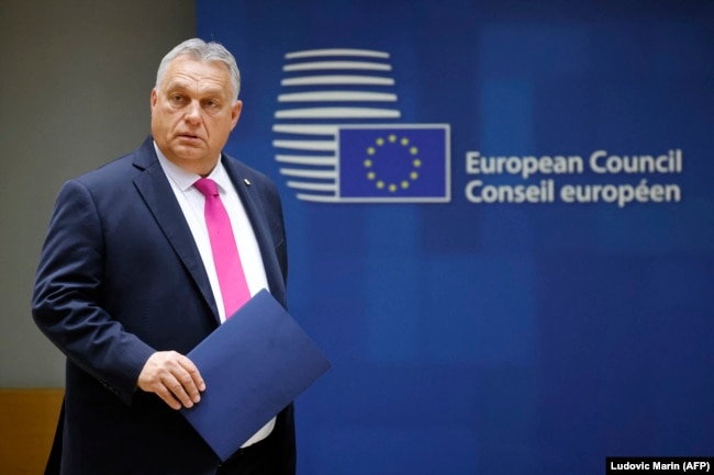Orbán Viktor Brüsszelben az EU-csúcson 2023. október 23-án
