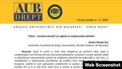 Studiul publicat de judecătorul Andrei Claudiu Rus de la instanța supremă