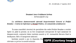 Răspunsul Poliției Naționale pentru Europa Libera privind ancheta Parchetului European referitoare la achiziția de BMW-uri de către Ministerul de Interne pentru Poliția Română.