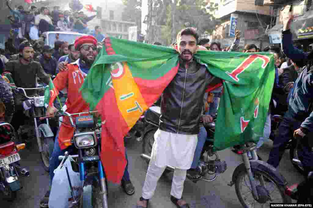 PTI supporters gather during a rally in Hyderabad. Pakistan&#39;s Supreme Court on January 13 blocked the PTI from retaining its traditional electoral symbol in the latest setback for the jailed leader ahead of general elections.