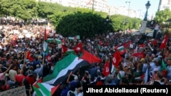 Демонстрация в поддержку палестинцев и сектора Газа в Тунисе. 12 октября 2023 года