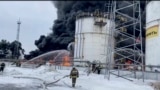 Russian firefighters battle a blaze following a Ukrainian drone attack on an oil depot near Bryansk, as Kyiv steps up strikes inside Russia. (file photo)