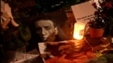 Bulgaria - a memorial to Aleksei Navalny outside the Russian Embassy in Sofia - screen grab