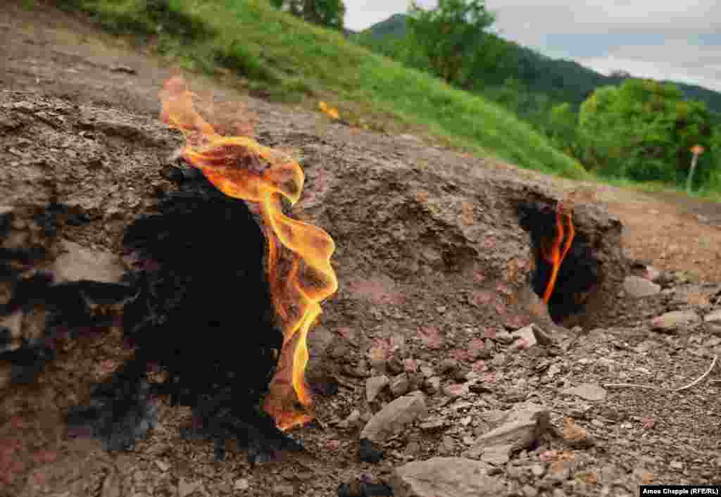 These are the wild gas fires of Turca, a village in Romania&rsquo;s hilly Buzau County. &nbsp;