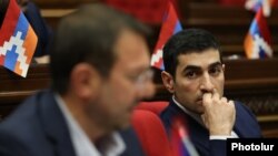 Armenia - Levon Kocharian (right) attends a parliament session, November 15, 2023.