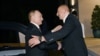 AZERBAIJAN -- Azerbaijan's President Ilham Aliyev Aliev greets his Russian counterpart Vladimir Putin in Baku, August 18, 2024.