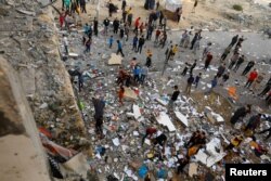 ساختمان مسکونی در خان یونس که هدف حمله اسرائیل قرار گرفت