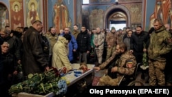 Похороны бойца 78 полка ДШВ ВСУ Сергея Павличенко, погибшего 24 ноября на Запорожском направлении. 29 ноября 2023 года