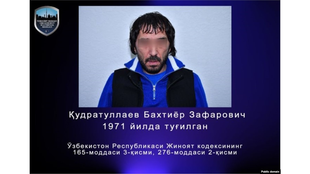 Qudratullaev is on trial in Tashkent (police photo)
