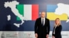Прем’єр-міністри України та Італії – Денис Шмигаль і Джорджа Мелоні – під час Конференції щодо відновлення України. Рим, 26 квітня 2023 року