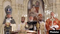 Armenia - Catholicos Garegin II leads Christmass mass at the St. Gregory the Illuminator Cathedral in Yerevan, January 6, 2024.