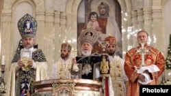 Armenia - Catholicos Garegin II leads Christmass mass at the St. Gregory the Illuminator Cathedral in Yerevan, January 6, 2024.