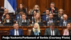 Kandidati za ministre u Vladi Srbije na sednici parlamenta, 1. maj 2024.