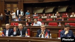 Armenia - Deputies from the opposition Hayastan alliance attend a parliament session in Yerevan, May 21, 2024.