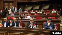 Armenia - Deputies from the opposition Hayastan alliance attend a parliament session in Yerevan, May 21, 2024.