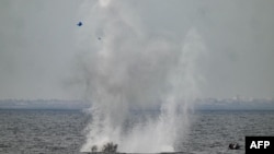 Romanian military detonates an explosive charge to simulate the destroying of a mine off the Black Sea. (file photo)