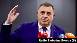 Milorad Dodik, predsjednik RS-a u Konjicu, nakon sastanka sa koalicionim partnerima 30. juna 2023. godine. 