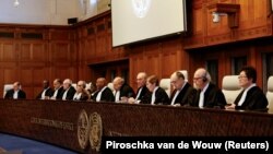 Sudije Međunarodnog suda pravde tokom donošenja odluke o tužbi Južnoafričke Republike protiv Izraela, 26. januar 2024.