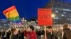  A protest against alleged police brutality against LGBT people in Belgrade on March 6.