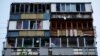 A view of a residential building damaged in a Russian missile strike in Kyiv on June 1