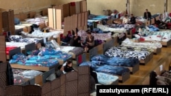Armenia - A school gym in Artashat turned into a shelter for Karabakh refugees, October 9, 2023.