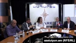 Armenia - Leaders of pro-Western groups meet the press in Gyumri, August 19, 2024.