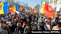 Imagine de la protestul anti-guvernamental organizat pe 12 martie la Chișinău.