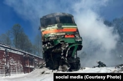 Белорусский тепловоз взорван после диверсии на железной дороге в Брянской области России. Май 2023 года