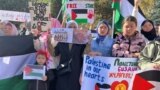 A pro-Palestine rally in Bishkek on October 28.