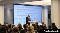 Armenia - Prime Minister Nikol Pashinian addresses a conference in Yerevan, May 31, 2023.