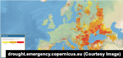 Situația indicatorului combinat de secetă în Europa, la finalul lungii august 2024.