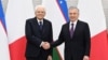 Presidents Shavkat Mirziyoev of Uzbekistan (left) and Sergio Mattarella of Italy meet in Tashkent on November 10.